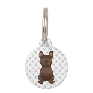Chocolate French Bulldog / Frenchie &amp; Pet's Info Pet ID Tag