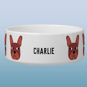 Chocolate French Bulldog Name Bowl