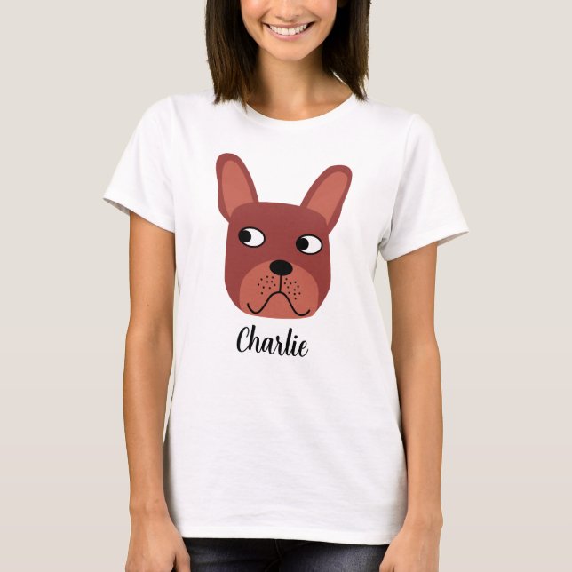 Chocolate French Bulldog Personalized T-Shirt (Front)