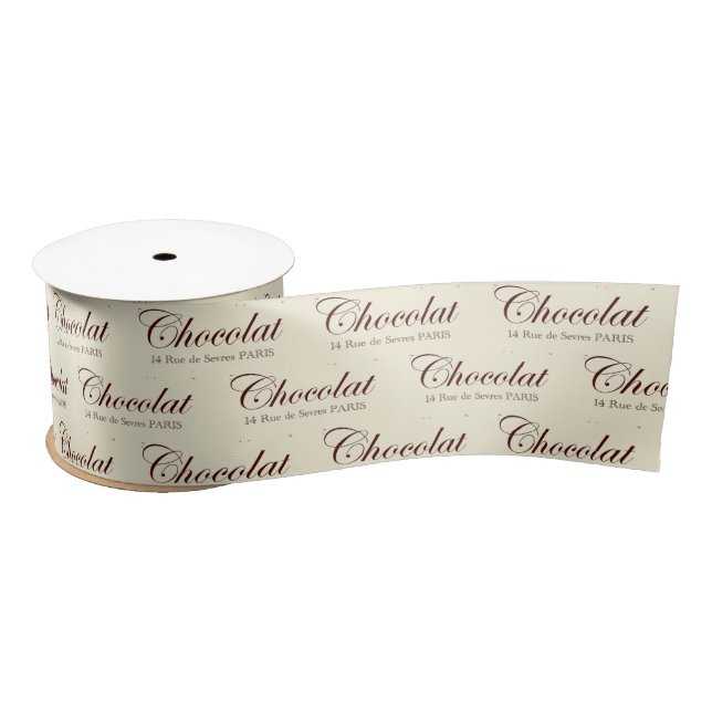 Chocolate French Chocolat Script Paris Ribbon (Spool)