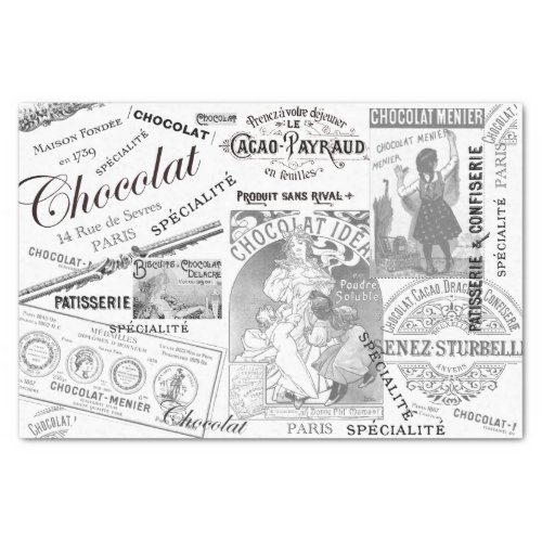 Chocolate French Vintage Advertisement Collage Tissue Paper