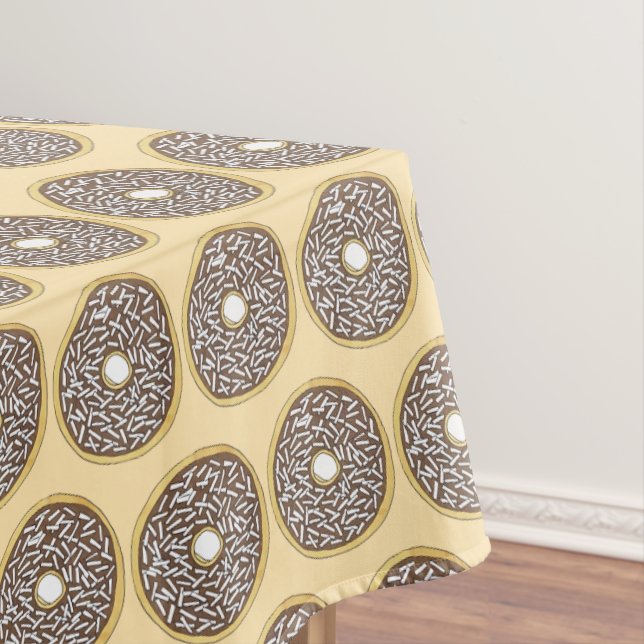 Chocolate Frosted Coconut Glazed Cake Donut Tablecloth (In Situ)