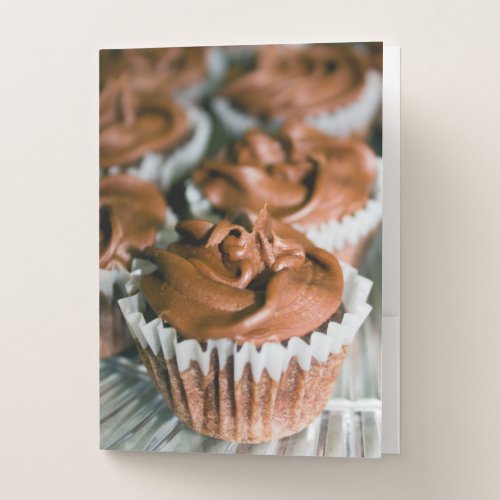 Chocolate Frosted Cupcakes on Plate Food Photo Pocket Folder