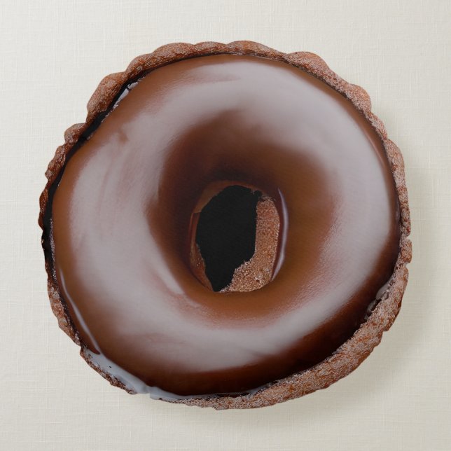 Chocolate Frosted Donut and Sprinkles Round Pillow (Front)