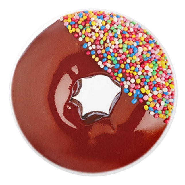 Chocolate Frosted Donut Ceramic Knob (Front)