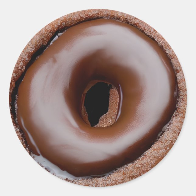 Chocolate Frosted Donut Classic Round Sticker (Front)
