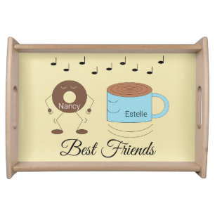 Chocolate Frosted Donut & Coffee Mug Dancing: Serving Tray