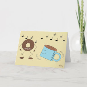 Chocolate Frosted Donut & Decaf Coffee Dancing Card
