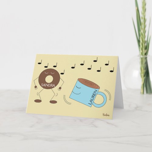 Chocolate Frosted Donut  Decaf Coffee Dancing Card