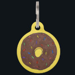 Chocolate Frosted Donut Doughnut Sprinkles Yellow Pet Name Tag<br><div class="desc">Pet tag design features an original illustration of a classic chocolate frosted donut pastry with sprinkles, on a yellow background. Just personalize with the name of your dog or cat. Lots of coordinating pet products are also available from this shop! Don't see exactly what you're looking for? Contact Rebecca to...</div>