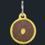 Chocolate Frosted Donut Doughnut Sprinkles Yellow Pet Name Tag<br><div class="desc">Pet tag design features an original illustration of a classic chocolate frosted donut pastry with sprinkles, on a yellow background. Just personalize with the name of your dog or cat. Lots of coordinating pet products are also available from this shop! Don't see exactly what you're looking for? Contact Rebecca to...</div>