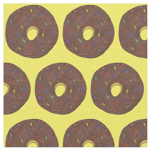 Chocolate Frosted Donut Rainbow Sprinkles Foodie Fabric