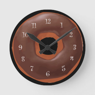 Chocolate Frosted Doughnut Funny Wall Clocks