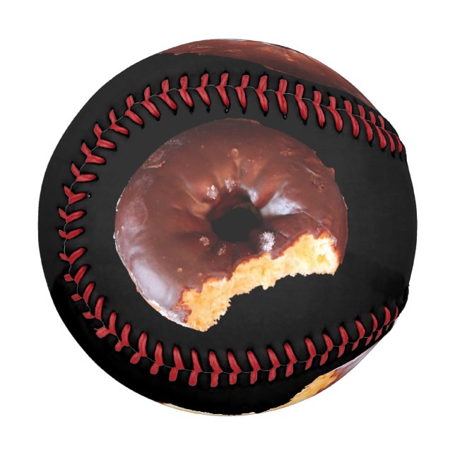 Chocolate Frosted Yellow Cake Donut with Bite Out Baseball (Front Left)