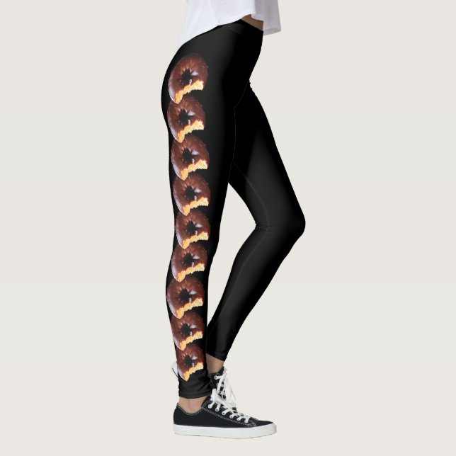 Chocolate Frosted Yellow Cake Donut with Bite Out Leggings (Right)
