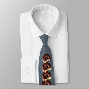 Chocolate Frosted Yellow Cake Donut with Bite Out Tie