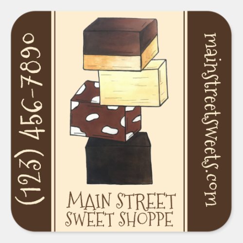 Chocolate Fudge Confection Candy Sweet Shop Shoppe Square Sticker