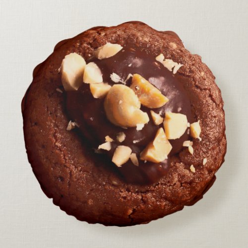 Chocolate Fudge Cookie Chocolate Brown Round Pillow