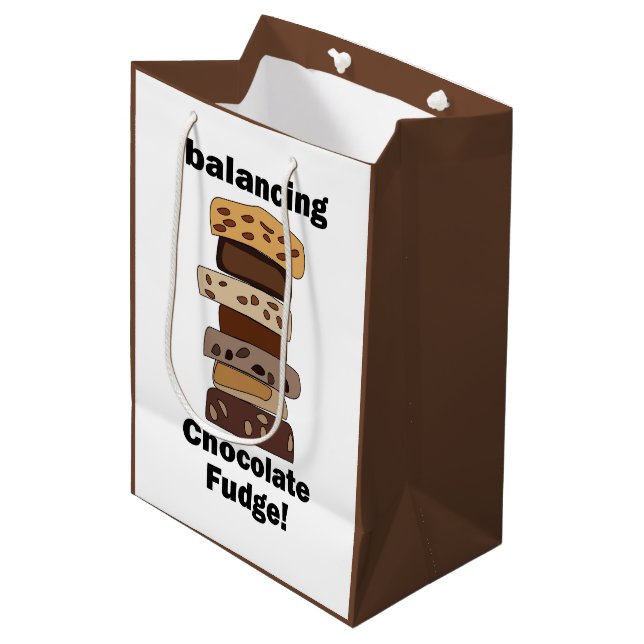 Chocolate Fudge Dessert Balancing Funny Medium Gift Bag (Front Angled)