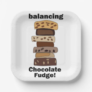 Chocolate Fudge Dessert Balancing Funny Party Paper Plates