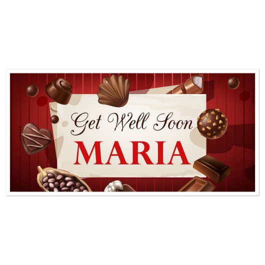 Chocolate Get Well Soon Personalized Banner  (Front)
