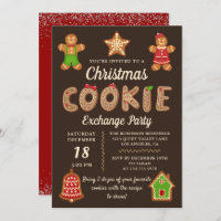 Chocolate Gingerbread Cookie Swap Christmas Party Invitation