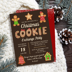 Chocolate Gingerbread Cookie Swap Christmas Party Invitation