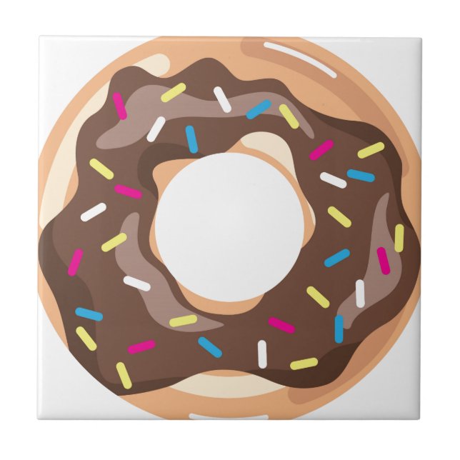 Chocolate Glazed Donut Ceramic Tile (Front)
