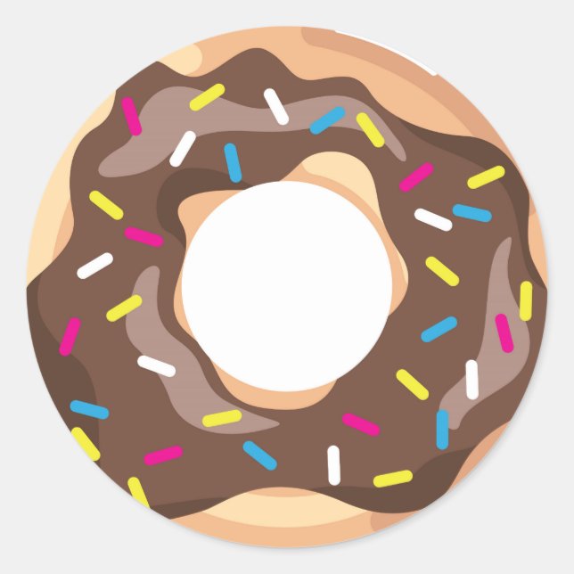 Chocolate Glazed Donut Classic Round Sticker (Front)