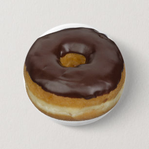 Chocolate Glazed Donut Doughnut Button
