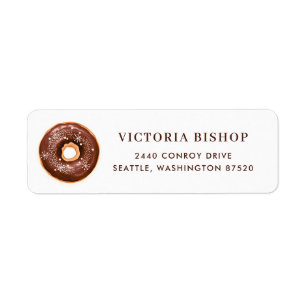Chocolate Glazed Donut with Snowflakes Christmas Label