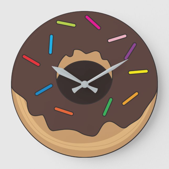 Chocolate Glazed Donut with Sprinkles Large Clock (Front)