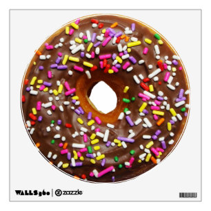 Chocolate glazed donut with sprinkles wall sticker