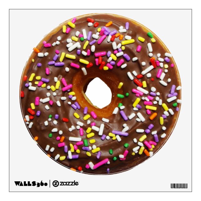 Chocolate glazed donut with sprinkles wall sticker (Front)