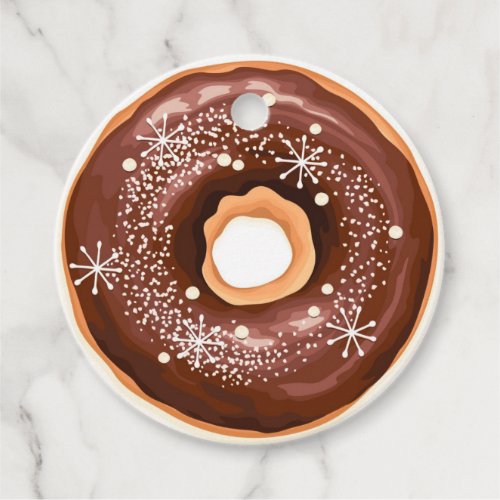 Chocolate Glazed Donuts with Snowflakes Christmas Favor Tags