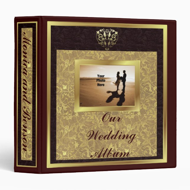 Chocolate Gold Deluxe Wedding Album Binder (Front/Spine)