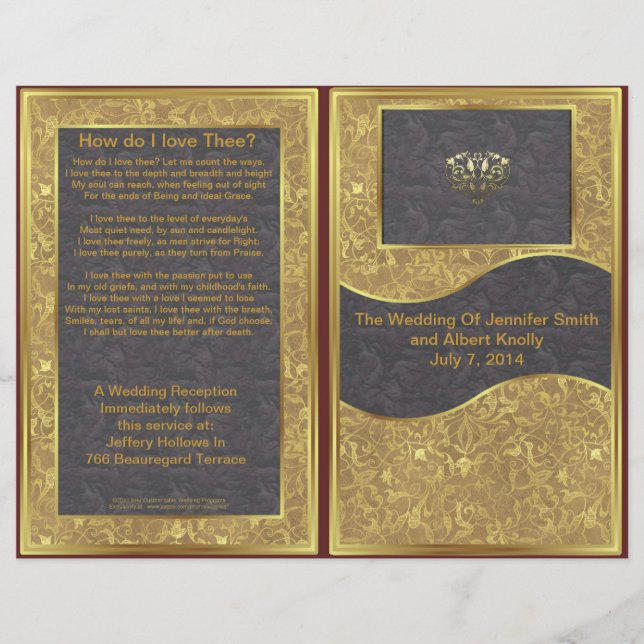 Chocolate Gold Deluxe Wedding Program (Front)