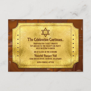 Chocolate Golden Ticket Bar Bat Mitzvah Reception Enclosure Card