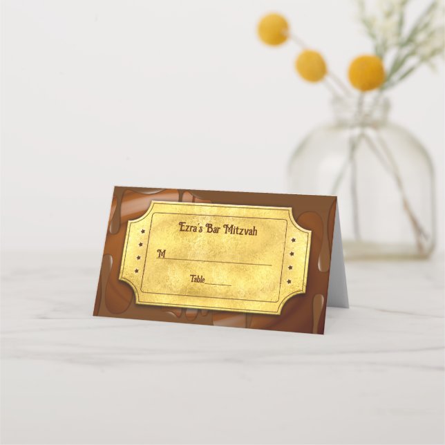 Chocolate Golden Ticket Bar or Bat Mitzvah Place Card (Front)