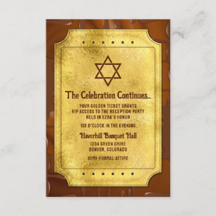 Chocolate Golden Ticket Bat Bar Mitzvah Reception Enclosure Card