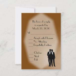 Chocolate Groom and Groom Gay Wedding RSVP Card