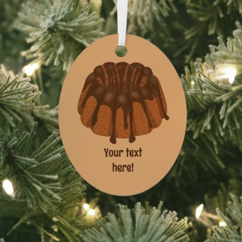 Chocolate Gugelhupf Ring_Shaped Cake with own text Metal Ornament