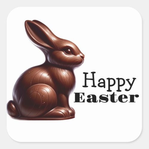 Chocolate Happy Easter Bunny Rabbit  Square Sticker