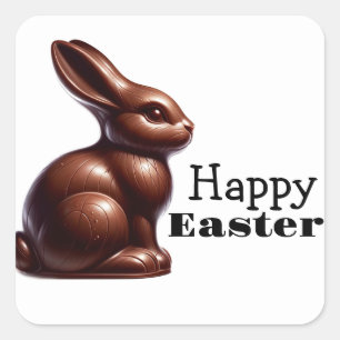 Chocolate Happy Easter Bunny Rabbit Square Sticker