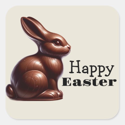 Chocolate Happy Easter Bunny Rabbit  Square Sticker