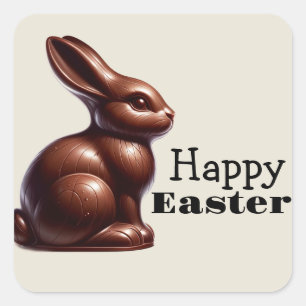 Chocolate Happy Easter Bunny Rabbit  Square Sticker