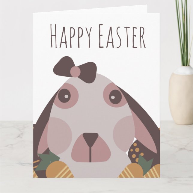 Chocolate Happy Easter Eggs Bunny Carrots Card (Front)