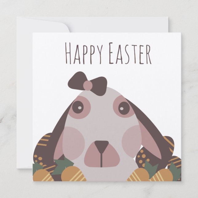 Chocolate Happy Easter Eggs Bunny Carrots Kraft Card (Front)
