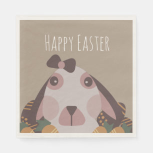 Chocolate Happy Easter Eggs Bunny Carrots Napkins