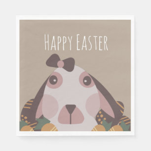 Chocolate Happy Easter Eggs Bunny Carrots Napkins
